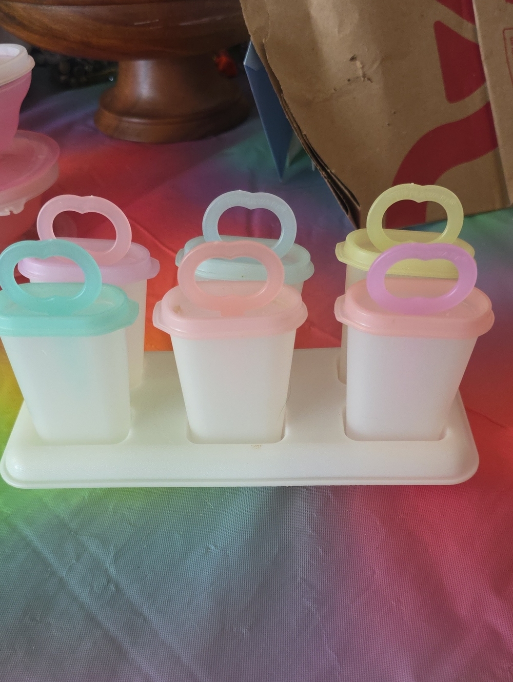 Set of Tupperware Pastel Ice Pop Molds with Tray - Multi-Color